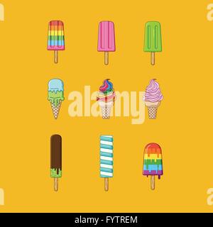 Reihe von bunten Eis Abbildung Stock Vektor