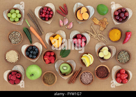 Gesundheit und Super Essen, Immunsystem, hoch an Antioxidantien, Mineralien und Vitamine stärken. Auch gut für Erkältung und Grippe Abhilfe. Stockfoto