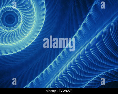 Abstrakte dunkelblauen Hintergrund mit künstlerischen detaillierte rotierenden Fraktal. Einzigartige grafische Muster Stockfoto