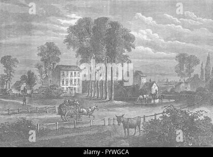 PADDINGTON: Paddington Green im Jahre 1750. London, antiken print c1880 Stockfoto