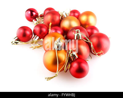 Rot und orange Weihnachtskugeln Stockfoto