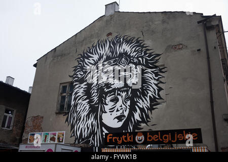 Juda Graffiti, Wandmalerei, street-Art in Kazimierz, Stadt von Krakau, Polen, alte jüdische Viertel, Bezirk Stockfoto