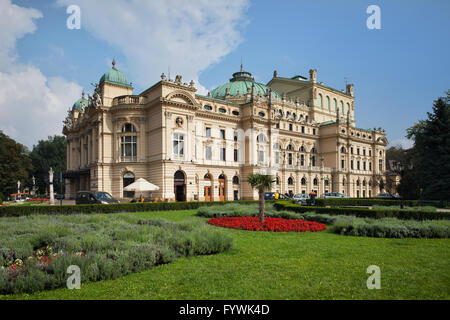 Juliusz Slowacki Theater in Krakau, Polen, eklektischen Stil des 19. Jahrhunderts Architektur, Garten, park Stockfoto