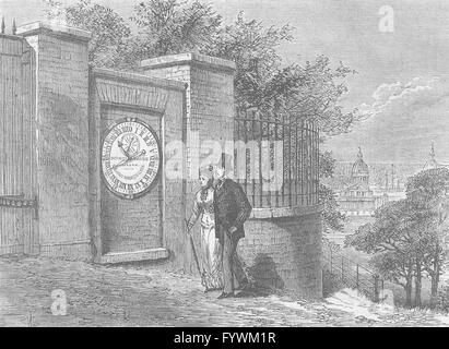 GREENWICH: Die magnetische Uhr Greenwich Observatory. London, alte print c1880 Stockfoto