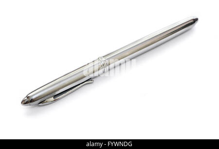 Silber Metall Stift isoliert auf weißem Hintergrund Stockfoto