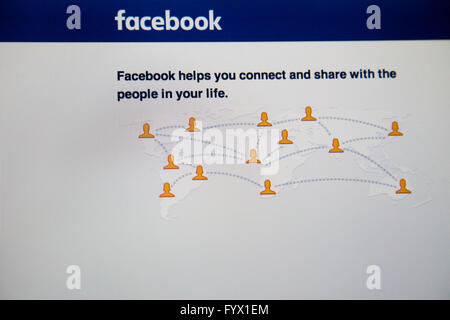 Facebook-Website Seite der bekanntesten und größten sozialen Netzwerken und Medien-Site. Stockfoto