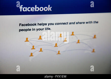 Facebook-Website Seite der bekanntesten und größten sozialen Netzwerken und Medien-Site. Stockfoto