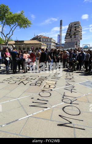 Montpelllier, Languedoc-Roussillon, Frankreich: 28. April 2016. Demonstration gegen die Reform El Khomri des französischen Arbeits-Code. Stockfoto