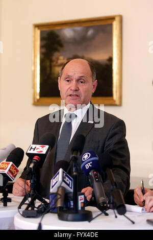 Volfgang Sobotka Rom 27. April 2016. Österreichische Botschaft. Pressekonferenz der Minister des Inneren des österreichischen über die Schranken der Grenze zwischen Österreich und Italien für Migranten.  © Insidefoto/Alamy Live-Nachrichten Stockfoto