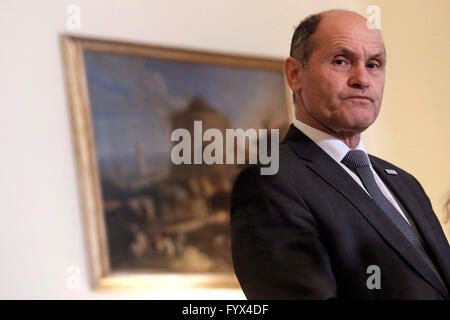 Volfgang Sobotka Rom 27. April 2016. Österreichische Botschaft. Pressekonferenz der Minister des Inneren des österreichischen über die Schranken der Grenze zwischen Österreich und Italien für Migranten.  © Insidefoto/Alamy Live-Nachrichten Stockfoto