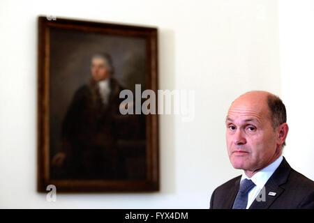 Volfgang Sobotka Rom 27. April 2016. Österreichische Botschaft. Pressekonferenz der Minister des Inneren des österreichischen über die Schranken der Grenze zwischen Österreich und Italien für Migranten.  © Insidefoto/Alamy Live-Nachrichten Stockfoto