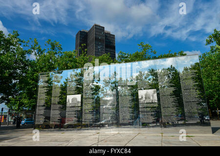 Holocaust-Mahnmal, Spiegelwand, Hermann-Ehlers-Platz, Steglitz, Berlin, Deutschland / Gedenkstätte für die ermordeten Juden Europas Stockfoto