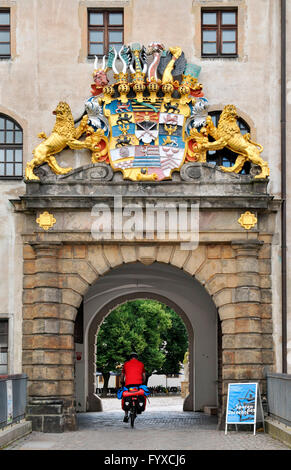 Wappen, Schloss Hartenels, Torgau, Sachsen, Deutschland Stockfoto