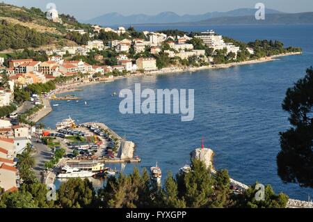 Anzeigen von Podgora aus Berg mit Adria und die Inseln im Hintergrund. Kroatien Stockfoto