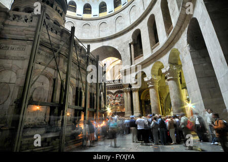 Grabeskirche, Kapelle des Engels, Basilika des Heiligen Grabes, Golgatha, Altstadt, Jerusalem, Israel / Kirche der Auferstehung Stockfoto