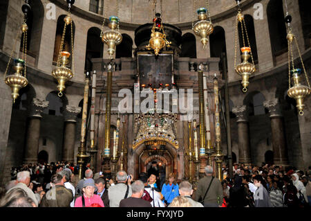 Grabeskirche, Kapelle des Engels, Basilika des Heiligen Grabes, Golgatha, Altstadt, Jerusalem, Israel / Kirche der Auferstehung Stockfoto