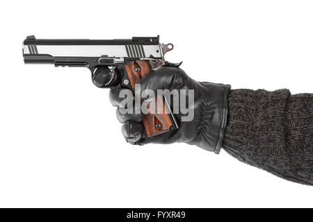 Hand mit Pistole Stockfoto