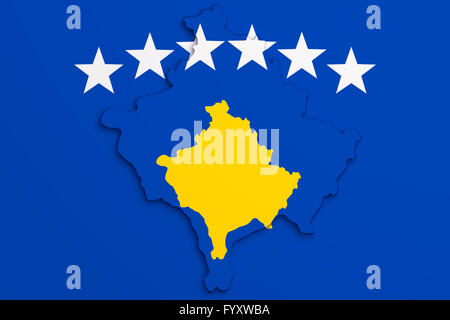 3D-Rendering des Kosovo Karte und Flagge. Stockfoto