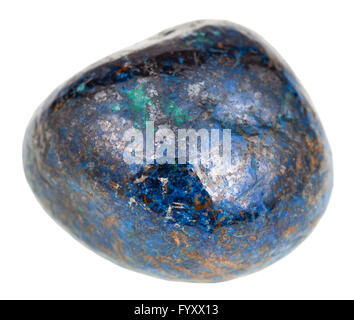 Makroaufnahmen von natürlichen Mineral Stein - poliert blaue Azurit (Chessylite) Edelstein isoliert auf weißem Hintergrund Stockfoto
