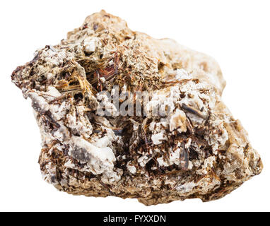 Makroaufnahmen von mineralischen Naturstein - Stück rohes Astrophyllite Edelstein isoliert auf weißem Hintergrund Stockfoto