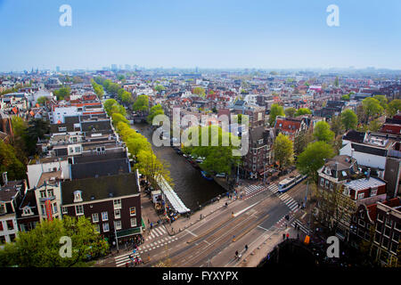Panorama von Amsterdam, Holland, Niederlande Stockfoto