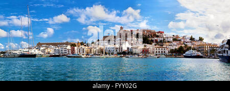 Panorama von Ibiza, Spanien Stockfoto