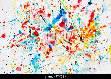 Bunte Aquarell Splash auf weißem Papier Stockfoto
