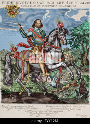 Friedrich IV. (1574-1610). Pfalz des Rheins. Kupferstich von Jacques Grandhomme. Farbige. Stockfoto