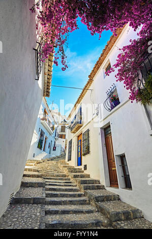 Gasse in Altea. Alicante. Gemeinschaft Valencia. Spanien Stockfoto