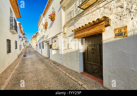 Gasse in Altea. Alicante. Gemeinschaft Valencia. Spanien Stockfoto