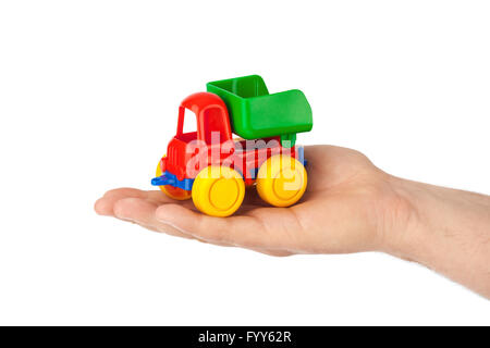 Spielzeug Auto LKW in der hand Stockfoto