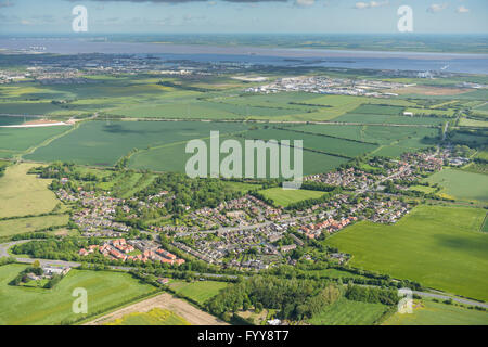 Eine Luftaufnahme des Dorfes Stallingborough und Umland North Lincolnshire Stockfoto