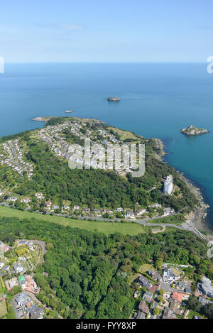 Eine Luftaufnahme, Blick auf das Meer aus dem Kilmorie Bereich von Torquay Stockfoto