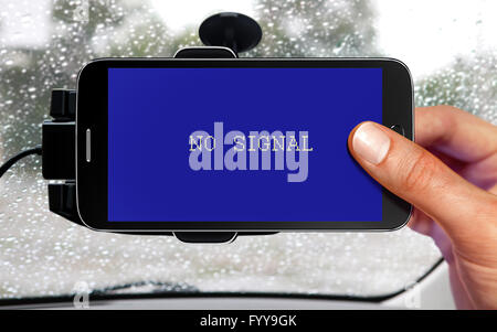 kein Signal vom tragbaren Gerät für Auto-navigation Stockfoto