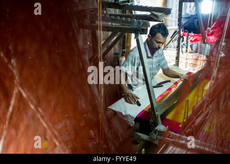 Jamdani saree Arbeitnehmer © jahangir Alam onuchcha/alamy Stockfoto