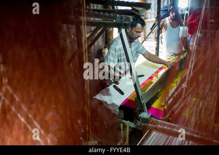 Jamdani saree Arbeitnehmer © jahangir Alam onuchcha/alamy Stockfoto