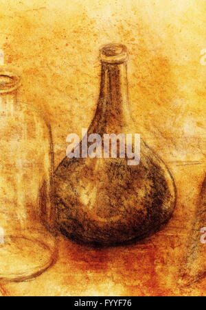 Zeichnen die Karaffe an Rebstöcken. Original Hand zu ziehen. Stockfoto