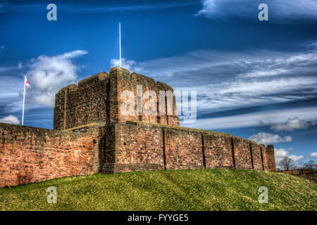 Carlisle Castle - Turm auf dem Hügel. HDR-Bild. Stockfoto