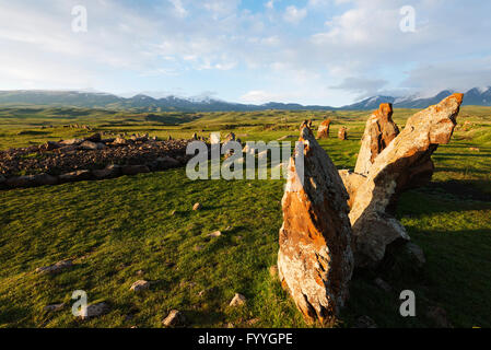 Eurasien, Caucasus Region, Armenien, Syunik Provinz, Karahunj Zorats Karer, prähistorischen archäologischen "Stonehenge" Seite Stockfoto