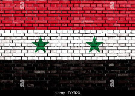 Flagge Syriens auf Mauer gemalt Stockfoto