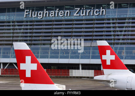 Flughafen Zürich Swiss Air Lines Flugzeuge Stockfoto