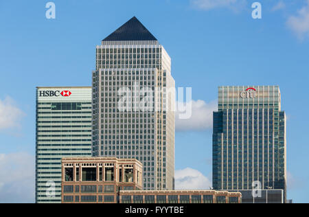 Skyline von Canary Wharf in London Stockfoto