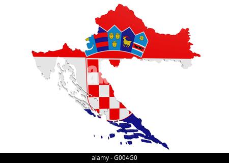 Kroatische Flagge Karte Stockfoto