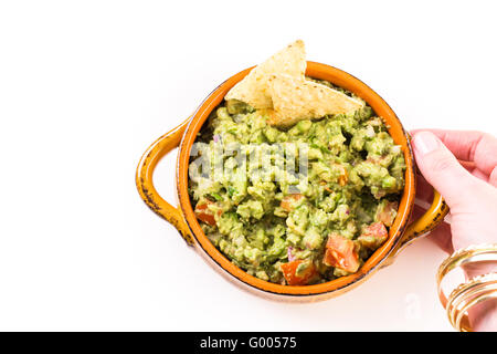 Frische hausgemachte Quacamole in die Schüssel. Stockfoto