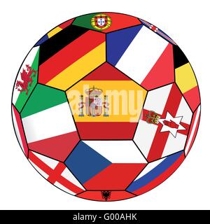 Fußball mit Flagge von Spanien in der Mitte Stock Vektor