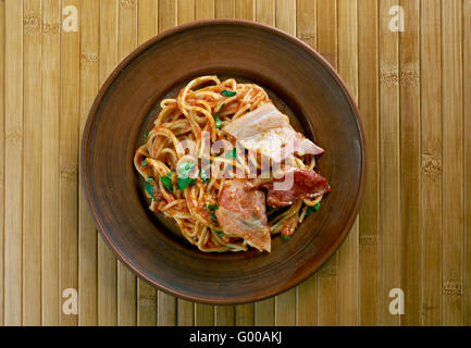 Spaghetti Allamatriciana. Stockfoto