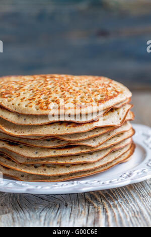 Vollkorn-Weizen-Pfannkuchen. Stockfoto