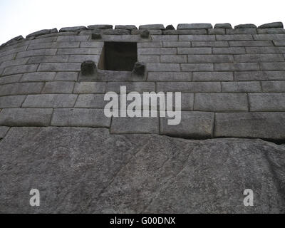 Wand in Machu Picchu zeigt Trockenmauer Stockfoto