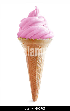 Erdbeer Eis auf einem weißen Hintergrund Stockfoto