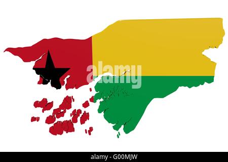 Guinea-Bissau Flagge Karte Stockfoto